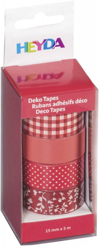 neuveden: HEYDA Sada papírových pásek - červený mix 1,5 cm x 5 m