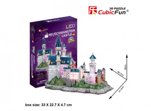 neuveden: Puzzle 3D Zámek Neuschwanstein led/128 dílků