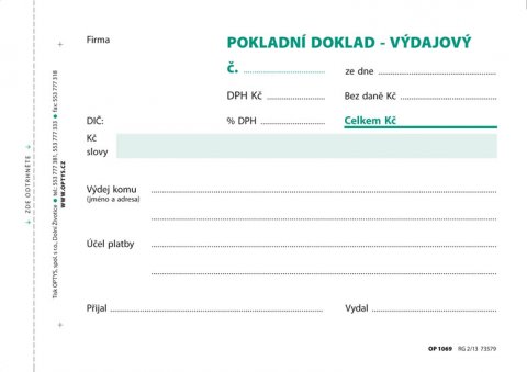 neuveden: Výdajový doklad jedn., s DPH, A6, 100 l., NCR