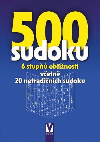 neuveden: 500 sudoku - 6 stupňů obtížnosti včetně 20 netradičních sudoku (modré)