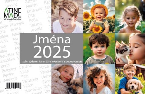 neuveden: Kalendář 2025 Jména, stolní, týdenní, 225 x 150 mm