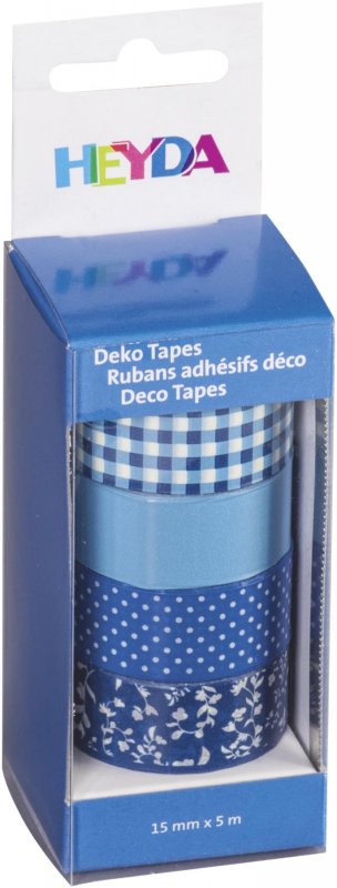 neuveden: HEYDA Sada papírových pásek - modrý mix 1,5 cm x 5 m