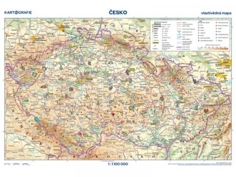 neuveden: Česko - vlastivědná mapa, 1 : 1 100 000 / obrysová mapa / 46 x 32 cm