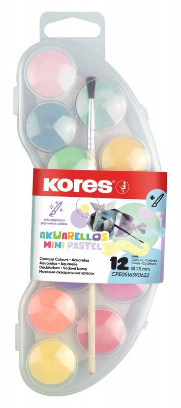 neuveden: Kores Vodové barvy Akuarellos Mini Pastel - 12 barev + štětec