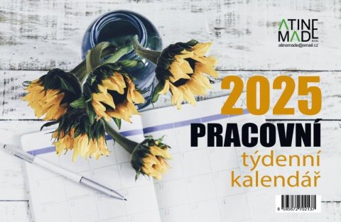 neuveden: Kalendář 2025 Pracovní velký, stolní, týdenní, 225 x 150 mm