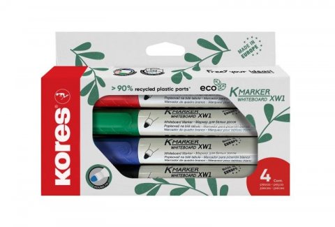 neuveden: Kores Popisovač Eco K-Marker - 4 barvy (černá, červená, modrá, zelená)