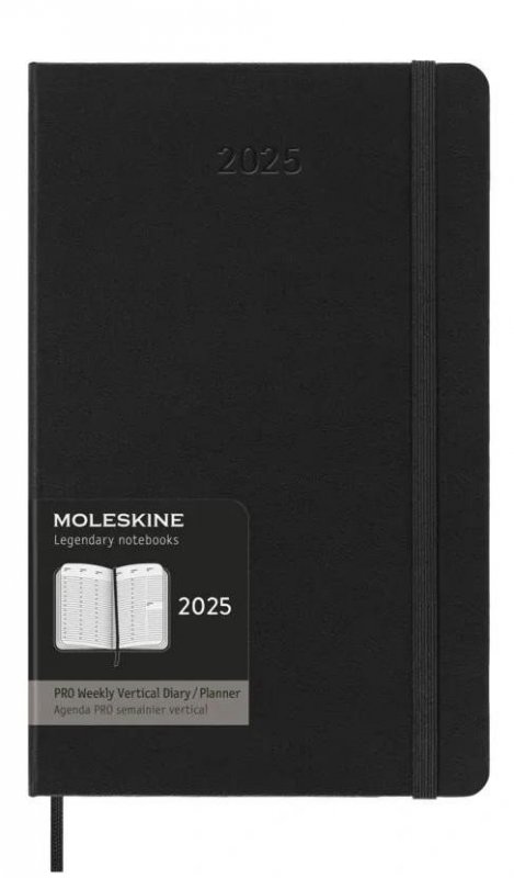 neuveden: Moleskine Vertikální diář PRO 2025 černý L, tvrdý