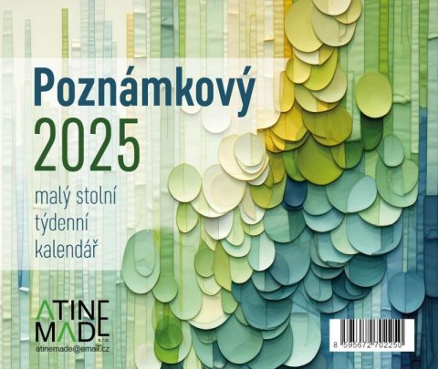 neuveden: Kalendář 2025 Poznámkový, stolní, týdenní, 150 x 130 mm