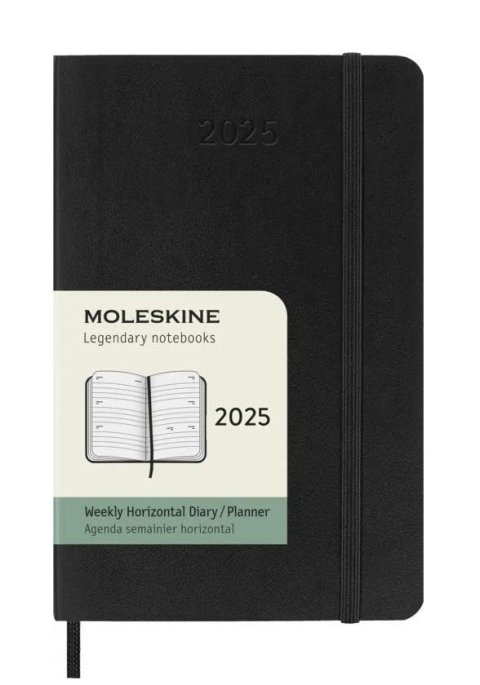 neuveden: Moleskine Horizontální diář 2025 černý S, týdenní, tvrdý