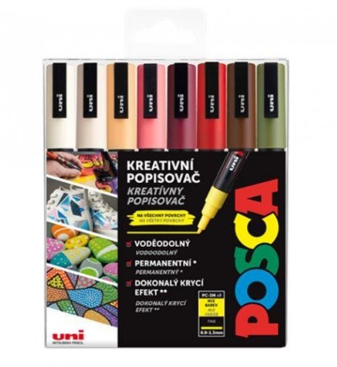 neuveden: Posca sada popisovačů PC-3M - Autumn, 0,9 - 1,3 mm (mix zemitých tónů 8 ks)