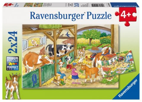 neuveden: Ravensburger Puzzle - Den na farmě 2 x 24 dílků