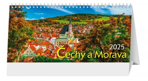 neuveden: Kalendář 2025 Čechy a Morava, stolní, 29,7 x 13,8 cm