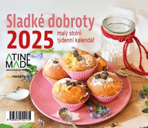 neuveden: Kalendář 2025 Sladké dobroty, stolní, týdenní, 150 x 130 mm