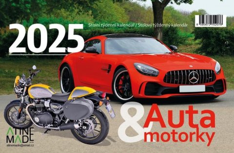 neuveden: Kalendář 2025 Auta a motorky, stolní, týdenní, 225 x 150 mm