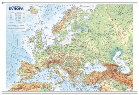 neuveden: Evropa - obecně zeměpisná mapa, office, nástěnná, 1 : 4 500 000 (s lištami 