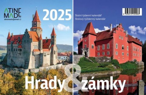 neuveden: Kalendář 2025 Hrady a zámky, stolní, týdenní, 225 x 150 mm