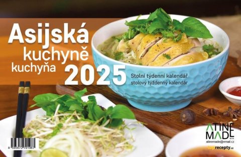 neuveden: Kalendář 2025 Asijská kuchyně, stolní, týdenní, 225 x 150 mm