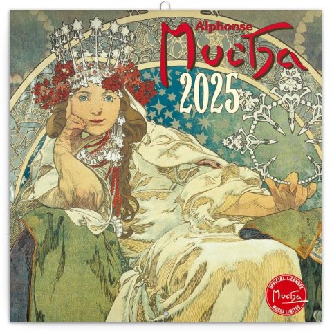 neuveden: Kalendář 2025 poznámkový: Alfons Mucha, 30 × 30 cm